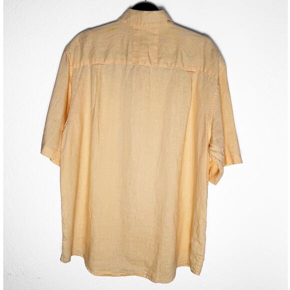 Luau Mens 100% Linen Short Sleeve Button Front Shirt Lightweight Vacation Summer - Picture 2 of 4